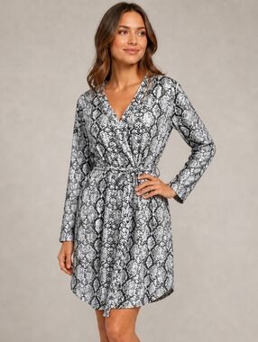 Weekend Edition Snake Print Wrap Robe / Lounge Dress,  Size M